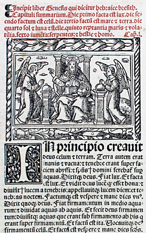 Un'incisione della “Biblia cum concordantiis”, Lione 1518